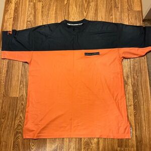 Vintage Johnny Blaze Shirt Men 2XL‎ Color Block Short Sleeve Orange Black